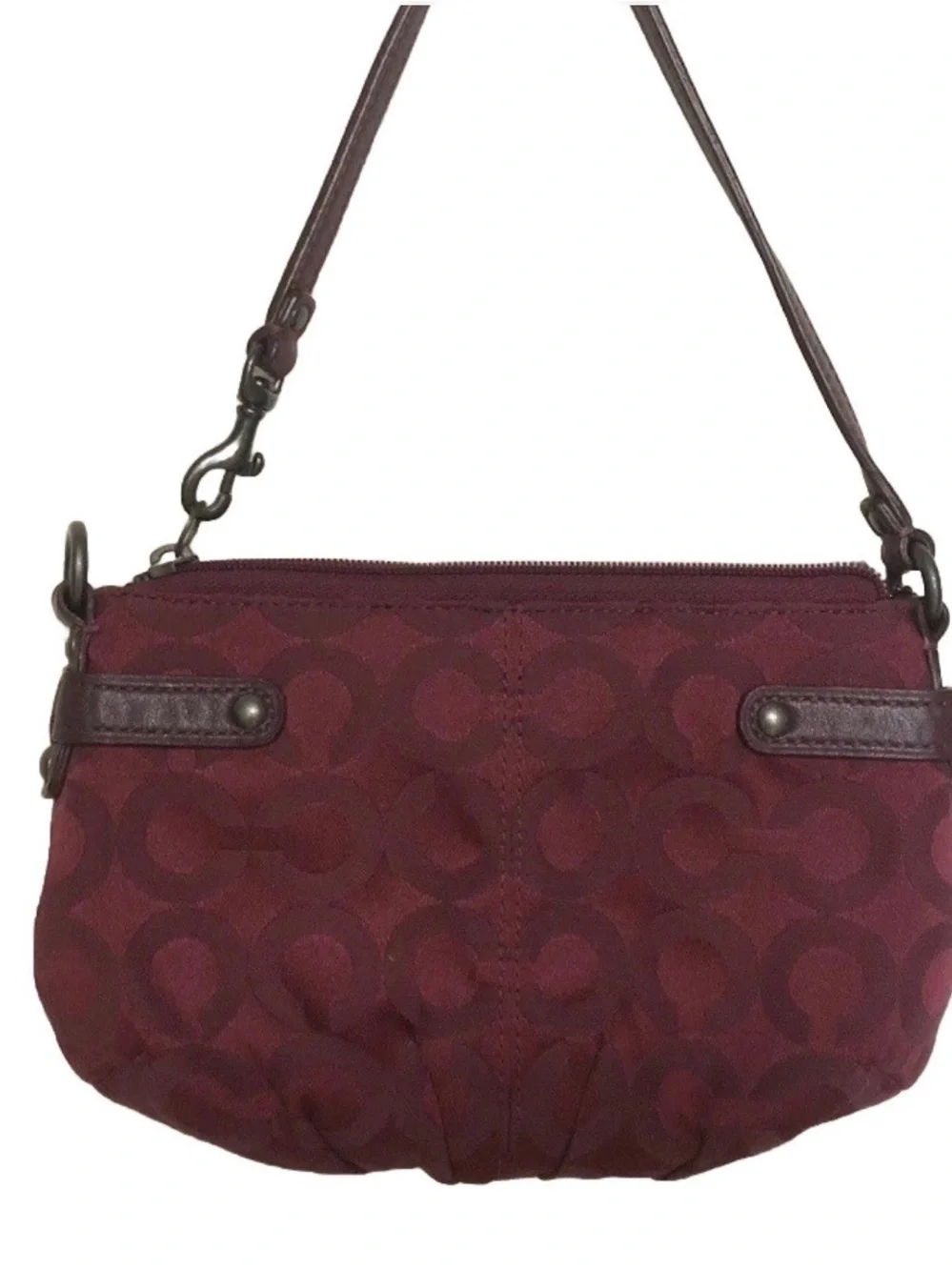 VTG Coach Y2K 90s Burgundy Canvas Mini Shoulder Bag Purse Handbag